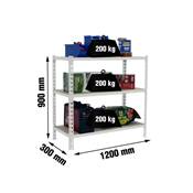 Étagère en métal blanc bois 3 étagères charge 200 kgs dim.900x1200x300mm sans vis