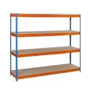 Étagère en métal bleu orange bois 8 étagères 600 kgs dim.2000x1500x600mm sans vis