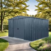 Abri métal toit 2 pentes anthracite,  9,30 m2, hauteur porte 165,1 cm