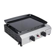 Plancha gaz grise et noir 2 brûleurs 4,8Kw dim.40x34cm
