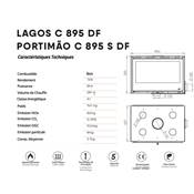 Pack Insert cheminée bois LAGOS-C-895-DF, 8KW, Cadre 3 côtés, dble face