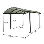 Carport Aluminium toit demi rond coloris gris anthracite surface ext. 14,62 m2