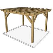 Pergola indépendante Bois Douglas France Carport-Auvent terrasse 450x500cm H 250cm