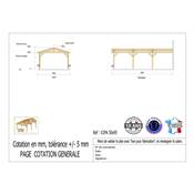 Abri 2 pentes Adossé Bois Douglas France Carport Auvent voiture 500x950cm H 250cm