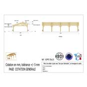 Abri 2 pentes Faitage Décalé Bois Douglas France Carport Auvent voiture 550x1150cm H 250cm