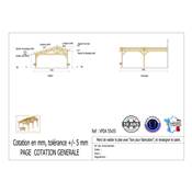 Abri 2 pentes Faitage Décalé Adossé Bois Douglas France Carport Auvent voiture 550x550cm H 250cm