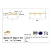 Abri 2 pentes Faitage Décalé Adossé Bois Douglas France Carport Auvent voiture 600x950cm H 250cm