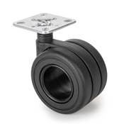 Lot 4 roulettes Hole plétine montage diam. 65mm Acier noir plastique