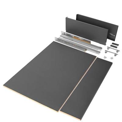 Kit tiroirs cuisine salle bains Vertex haut. 178mm panneaux inclus mod. 900mm Anthracite