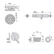 Lot 10 excentriques diam. 35mm boulon M8 écrou capuchon plastique blanc panneau 20mm Zamak Acier