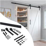 Kit quincaillerie porte coulissante suspendue Barn bois fermeture souple Acier plastique noir