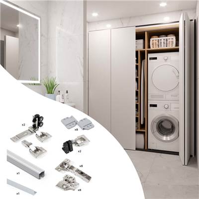 Kit quincaillerie 2 portes coulissantes pliantes armoire fermeture souple Twofold 4 coulisse