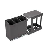 Poubelles recyclage la cuisine 3 x 10L fixation inf. extraction auto. Acier plastique Anthracite