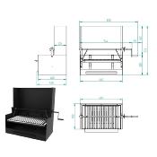 Barbecue charbon de bois 60 cm avec paravent et élevateur