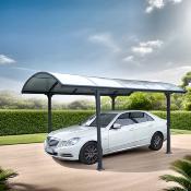 Carport Aluminium toit demi rond coloris gris anthracite surface ext. 14,62 m2