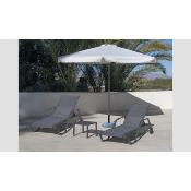 Ensemble 2 bains de soleil parasol avec pied table basse 40x40 anthracite/gris