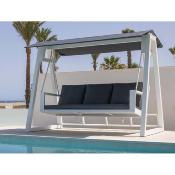 Balancelle 3 places 250x150cm blanc tissus gris