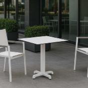 Ensemble bistrot 2 fauteuils table carrée 80x80cm blanc tissus blanc