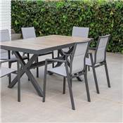 2 Fauteuils à manger structure anthracite tissus gris