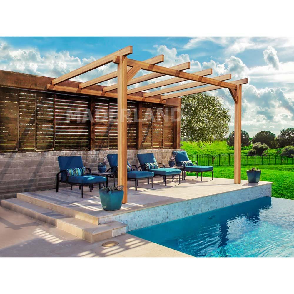 Pergola adossée en bois laminé, ANDORRA 300x300cm,PLA00733,MADERLAND