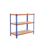 Étagère en métal bleu orange bois 3 étagères 200 kgs dim.900x1200x300mm sans vis