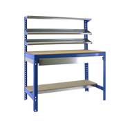 Établi métal bleu bois capacité charge 600 kgs dim.1445x1210x610mm à visser