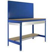 Établi métal bleu bois capacité charge 600 kgs dim.1445x1210x610mm à visser