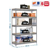 Étagère en métal galva bois 5 étagères charge 300 kgs dim.1975x1210x460mm sans vis