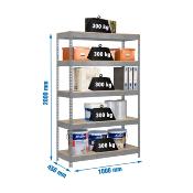 Étagère en métal galva bois 5 étagères charge 300 kgs dim.1975x1100x460mm sans vis