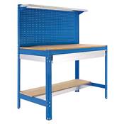Établi métal bleu bois capacité charge 600 kgs dim.1445x1210x610mm à visser