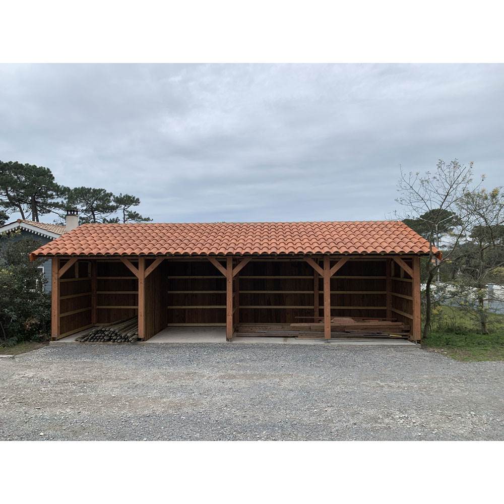 Abri une pente, 450cmx750cm, bois douglas francais, carport, auvent, abri  voiture, cpbf-v1p450x750 V1P45X75 - Conforama