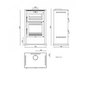 M-107 Poêle à bois en acier à double combustion 11.5 Kw 728x1169x52 mm,sans turbines