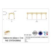 Abri 2 pentes Bois Douglas France Carport Auvent Camping-car 350x1250cm H 320cm