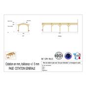 Abri 2 pentes Adossé Bois Douglas France Carport Auvent voiture 400x1150cm H 250cm