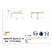 Abri 2 pentes Adossé Bois Douglas France Carport Auvent voiture 650x600cm H 250cm