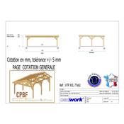 Toit plat independant couverture Bois Douglas France Carport-Auvent terrasse 750x500cm H 250cm