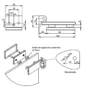 Charnière porte verre garniture inoxydable hor. embout 34mm porte 8-12mm acier inoxydable