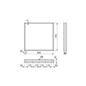 Jeu pieds rectangulaires Square table larg. 800mm Acier noir