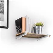 Jeu supports étagères bois Shelf droit tube carré Acier blanc