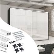 Kit quincaillerie armoire 2 portes coulissantes f. souple Placard 74 poignée Sharp ép. 19mm blanc