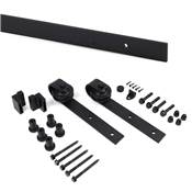 Kit quincaillerie porte coulissante suspendue bois Barn Sans fermeture souple Acier plastique noir