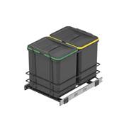 Poubelle recyclage Recycle cuisine 2 x 16 L fixation bas extraction manuelle Anthracite