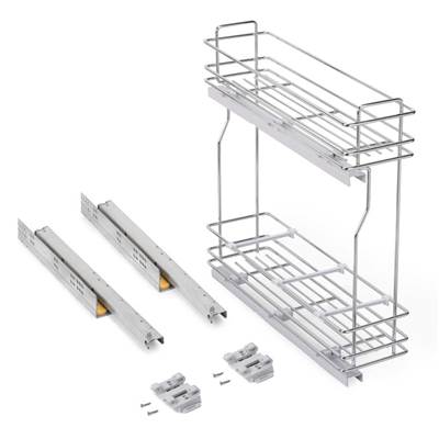Porte-bouteilles latéral extractible fermeture amortie mod. 200mm Acier Chromé