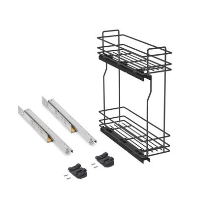 Porte-bouteilles latéral extractible fermeture amortie mod. 200mm Acier Anthracite