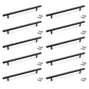 Lot 10 poignées meubles Orlando L336mm entraxe 256mm Acier noir