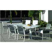 Salon de jardin à Manger, table rectangulaire, 6 chaises Coussins ANDES-210-KRION/CATANIA