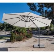 Parasol de jardin rond déporté diamètre 350cm mât 80x50mmanthracite tissus beige