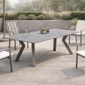 Salon à manger 6 places table rectangulaire 220cm 6 fauteuils dune tissus blanc