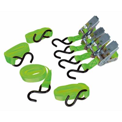 Lot de 4 sangles bagages à cliquet 25mmx3m 500kgs avec crochets