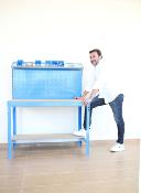 Établi métal bleu bois capacité charge 600 kgs dim.1445x1210x610mm à visser